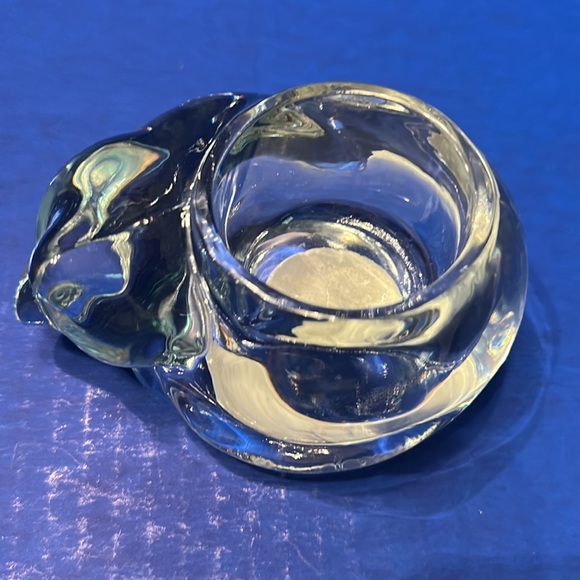 Vintage Indiana Glass Sleeping Cat Crystal Candle Votive - Picture 3 of 3